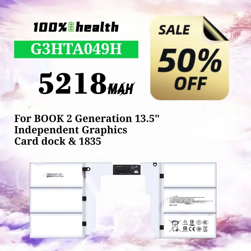 

G3HTA049H 5218mAh for Microsoft Surface Book 2 13.5-inch Discrete Graphics Docking Battery / 1835 Lithium Rechargeable Battery