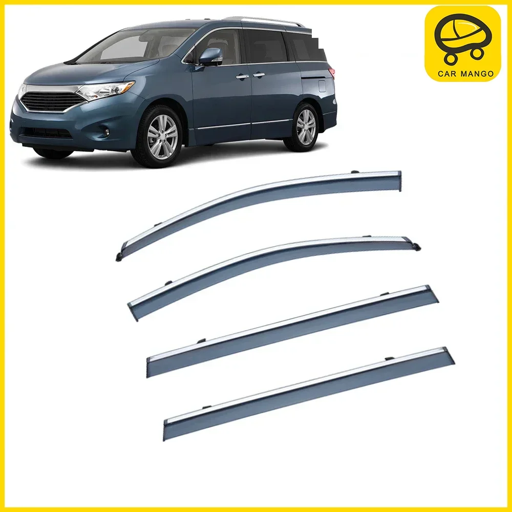 

Chrome Strips Rain Guards for Nissan Quest MK4 RE52 2011-2017 Window Visor Wind Deflectors Door Visor Vent Shades Ventvisor