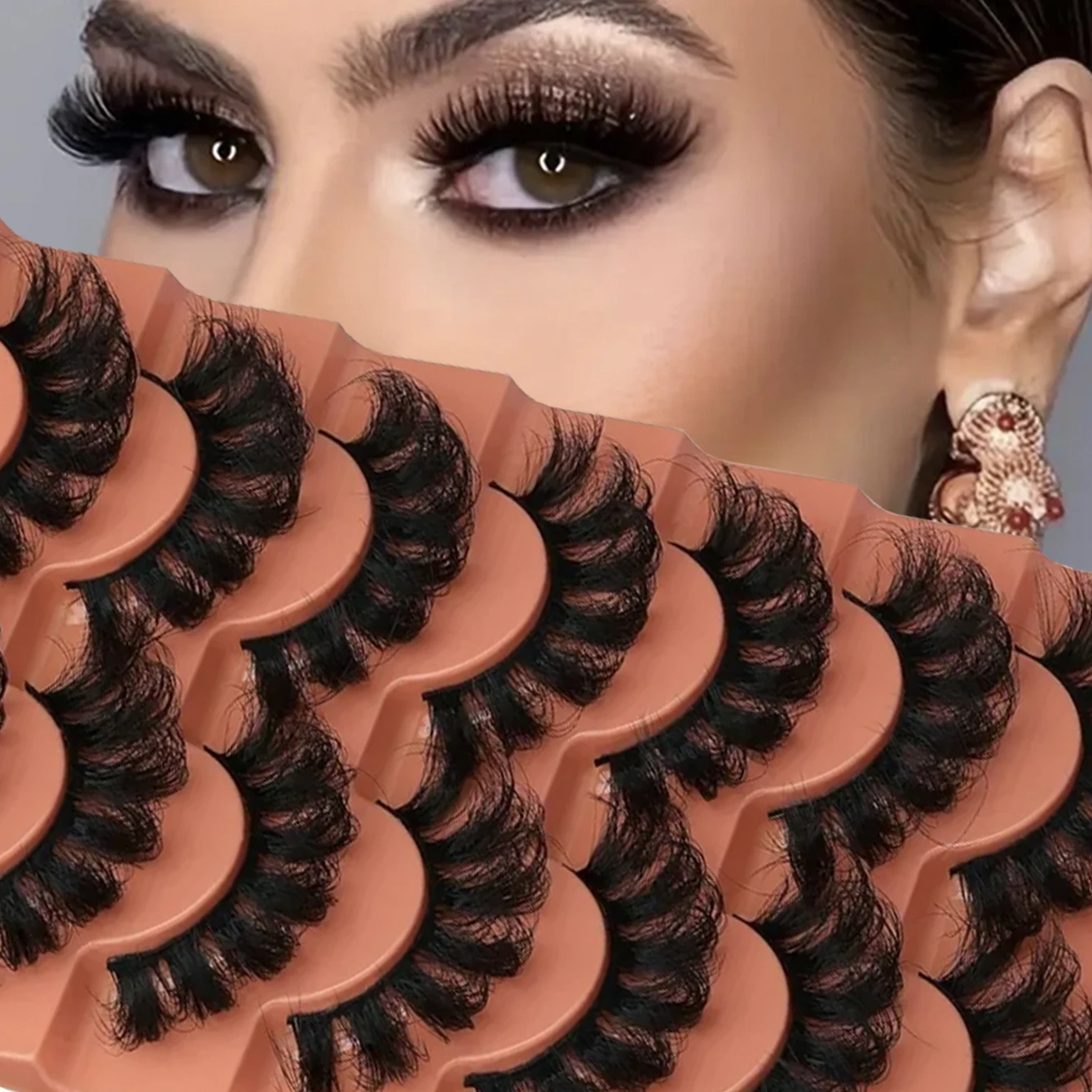 8D 컬리 17mm 풍성한 풀 인조 속눈썹 7쌍, 아름다운 눈에 색과 광택을 더해줍니다.