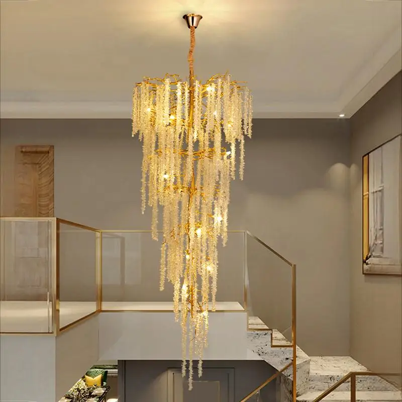 

Современное украшение дома, хрустальная люстра, лестница, подвесной светильник, подвесные светильники для гостиной, внутреннее освещение