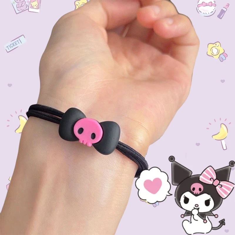 

Милые резинки для волос Kawaii Kuromi аниме Y2K Sanrio мультфильм милый галстук-бабочка искусственная веревка аксессуары для девочек рождественские ...