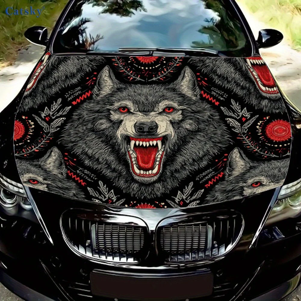 

Red Eyes Wolf Vinyl Stickers-universal Compatible Paper Material For Car Engine Hood Covers,car Exterior Engine Hood Stickers,ve
