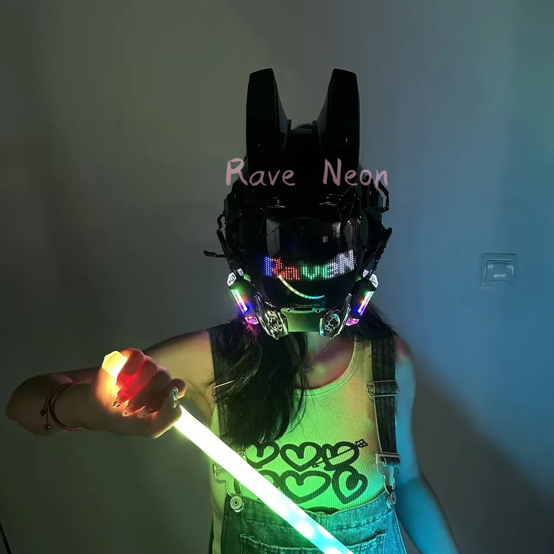 New Handmade App Programmed Led Cyberpunk Motorcycle Helmet Luminous Safe Cycling Racer Helmets