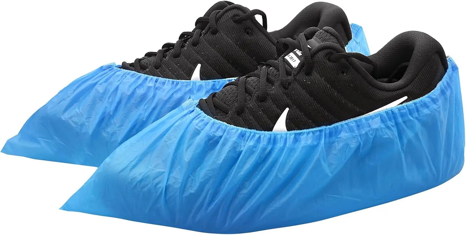 

Disposable Non-Slip Waterproof Shoe Covers 100 Pack Large Size Blue Indoor Booties for Men and Women