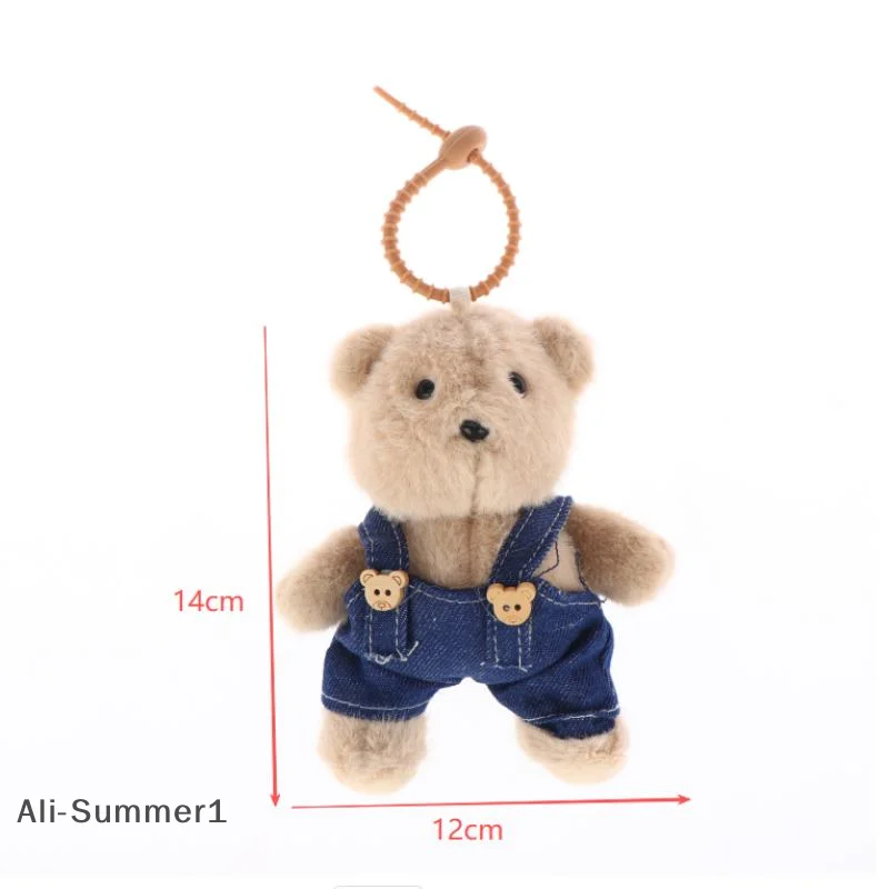 【E】ملابس لطيفة على شكل دب الدب من القطيفة للزوجين إكسسوارات معلقة على شكل دب كرتوني هدية ديكور ساحرة