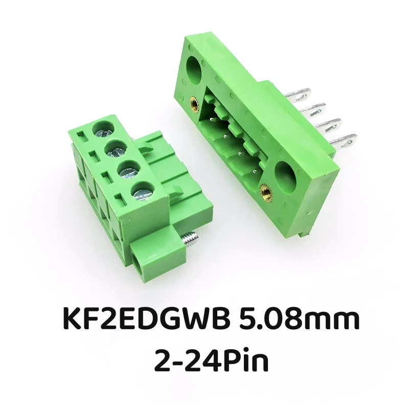 2sets KF2EDGWB 5.08mm 2/3/4/5/6/7/8/9/10/12-24Pin Wall Terminal Plug Type 2EDG 5.08mm Pitch Connector Pcb Screw Terminal Block