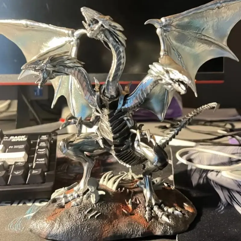 Blue-Eyes White Dragon Figures 25cm Yu-Gi-Oh Figure With Light Pvc Statue Model High Quality Collections Desk Decora Toys Gifts