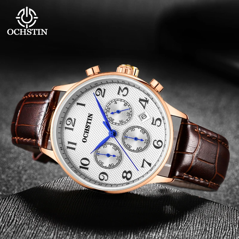 Watches Mens 2024 Luxury Top Brand OCHSTIN Quartz Wristwatch Business White Man Watch Chronograph Waterproof Relogio Masculino