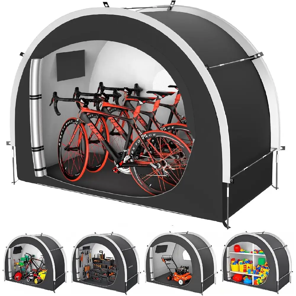 

39,4-дюймовая палатка с широким навесом для хранения вещей или велосипедов, мотоциклов, ездеходов, скутеров, газонокосилок, уличное укрытие с защитой от дождя, пылезащитным ветрозащитом и