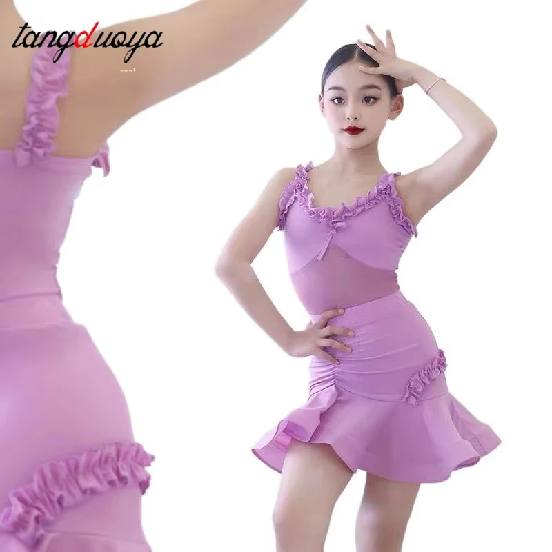 Latin Dance Training Costume Girl New Children's Salsa Performance Costume Competition Latin Competition dance dress view 6
