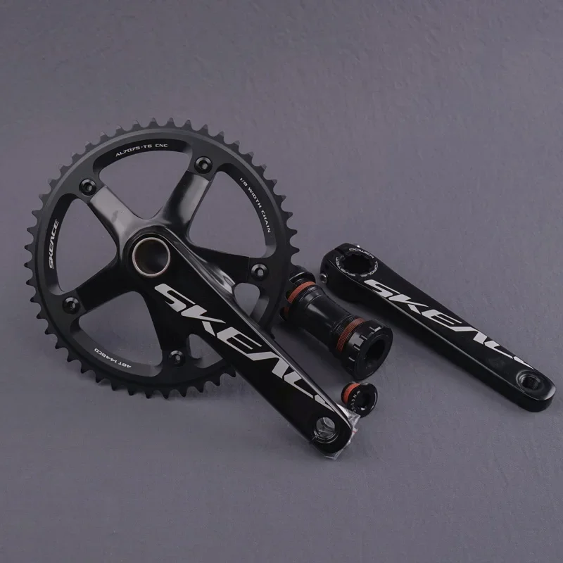 SKEACE Crankset Alumniun Alloy 48T Chainwheel Crank Length 165mm BCD 144mm Single Speed Including BB Fixed Gear Bike Parts