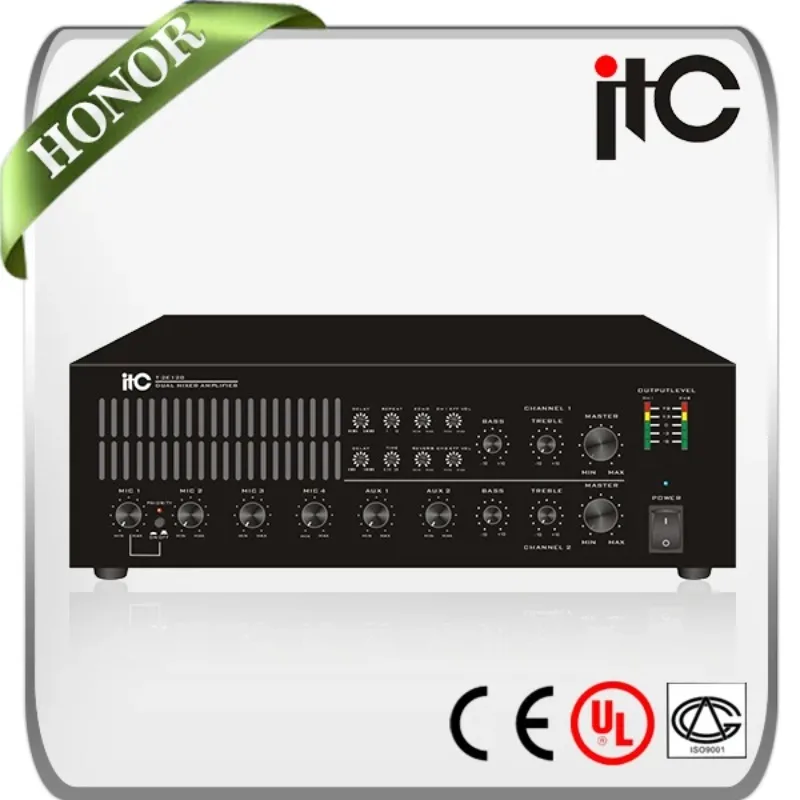 ITC T-2E240 Amplificatore mixer a due canali con 4 ingressi microfono tramite XLR e jack telefonico