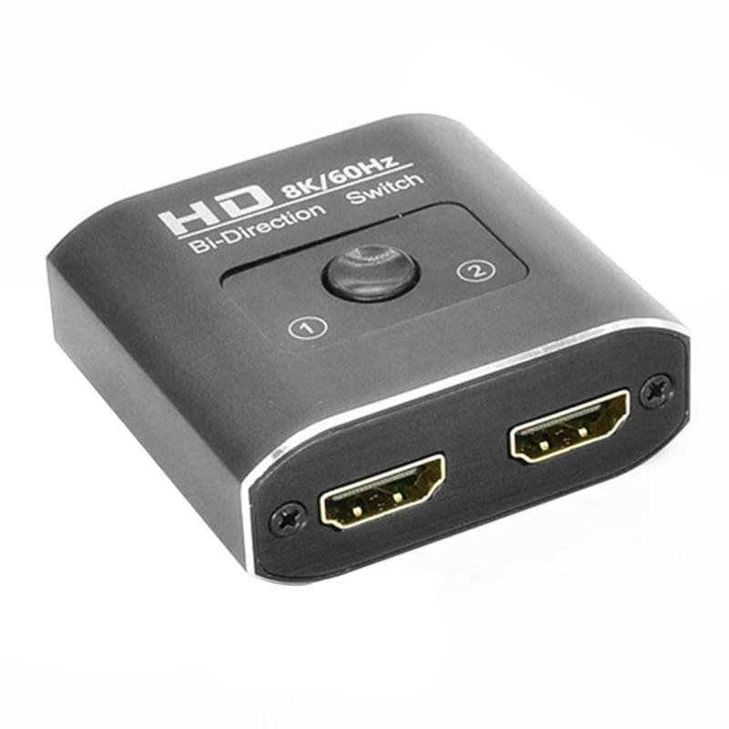 HD 8K 60Hz Bi-Direction Switch 1 In 2 Out Video Distributor Splitter Dual Display -Compatible Splitter For Laptop PC Durable