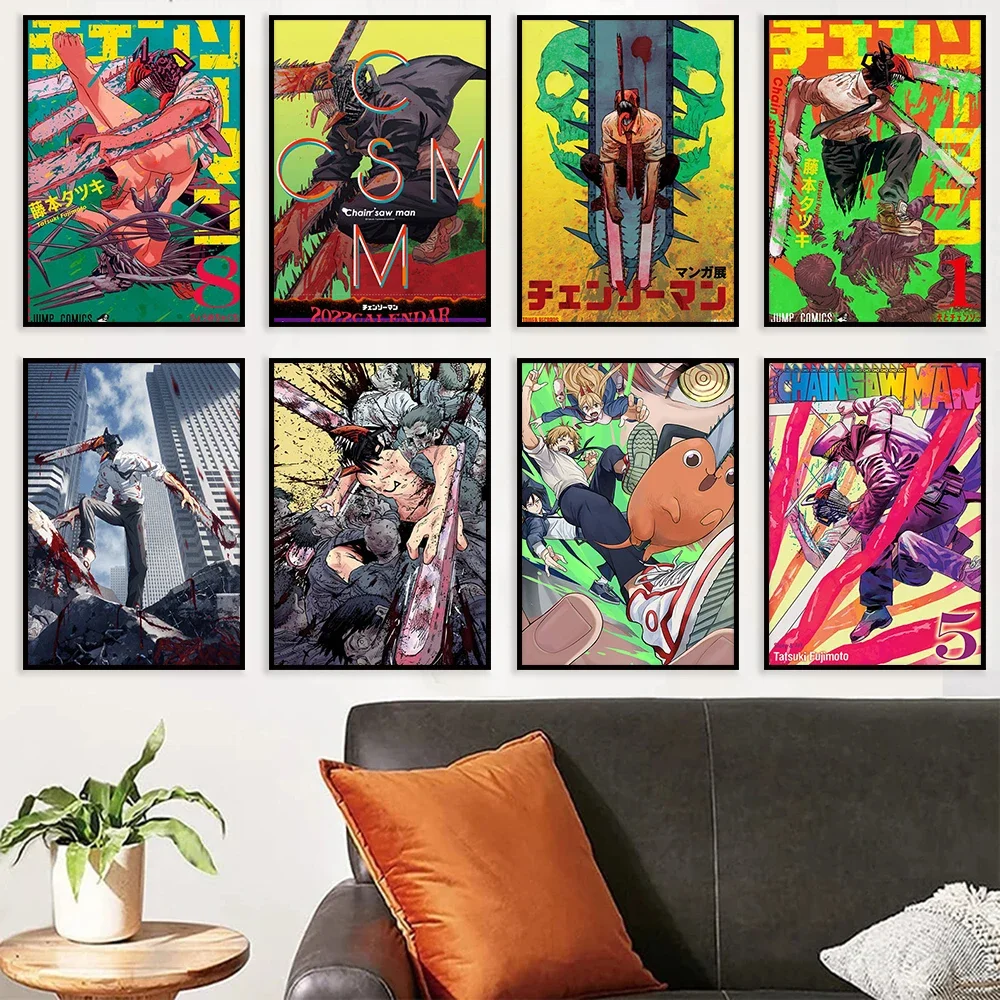 Anime Chainsaw Man Canvas Poster Denji Pochita Wall Art Painting Prints Picture Kid Bedroom Decoration Mural Collection Of Gifts