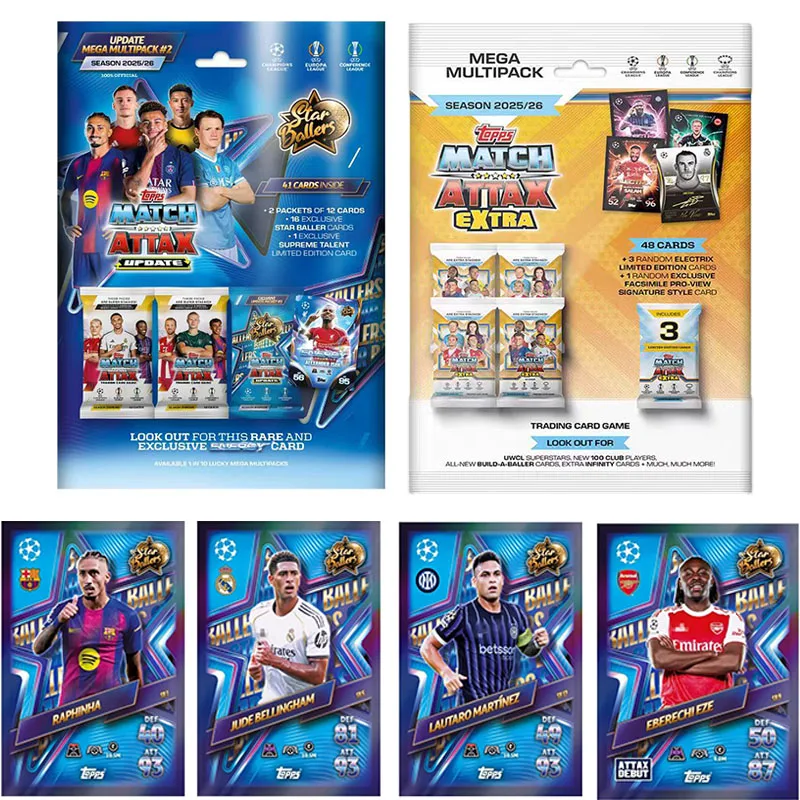 2026 New Season Topps Soccer Trading Card UCC Match Attax 2025/26 Booster Pack Game Collection Card Football Star Card Fan Gifts