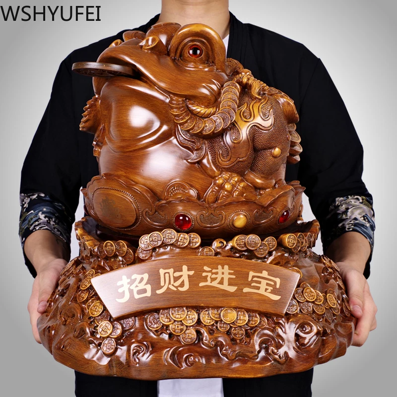 

Chinese Style Lucky Toad Money Plate Statue Resin Home Study Office Decoration Crafts Christmas Present Housewarming Gifts