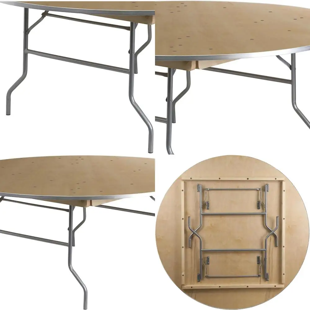 طاولة مأدبة متينة قابلة للطي بطول 6 أقدام مع حواف معدنية