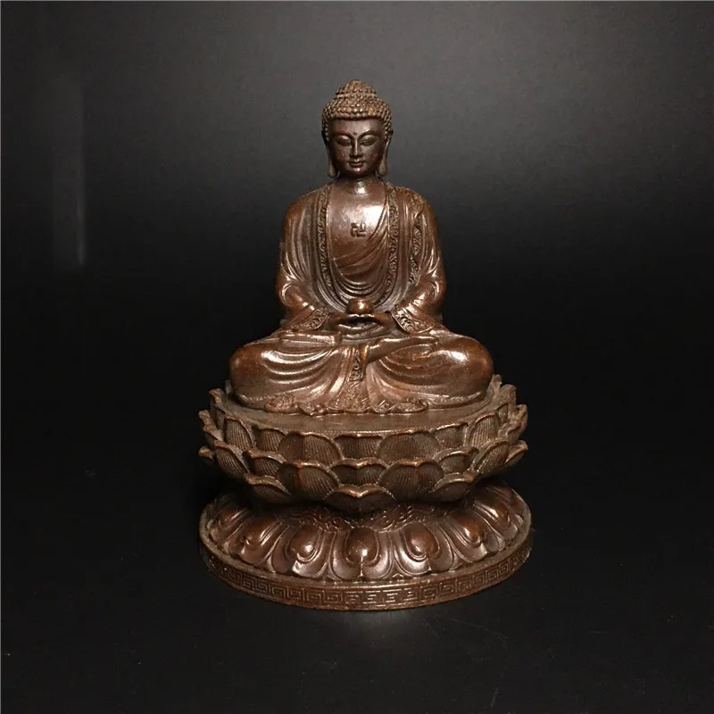 Decorative Buddha Statue Sakyamuni Statue Sculpture Buddhist Supplies Bronze Lotus Buddha Statue Home Feng Shui Decorative Craft