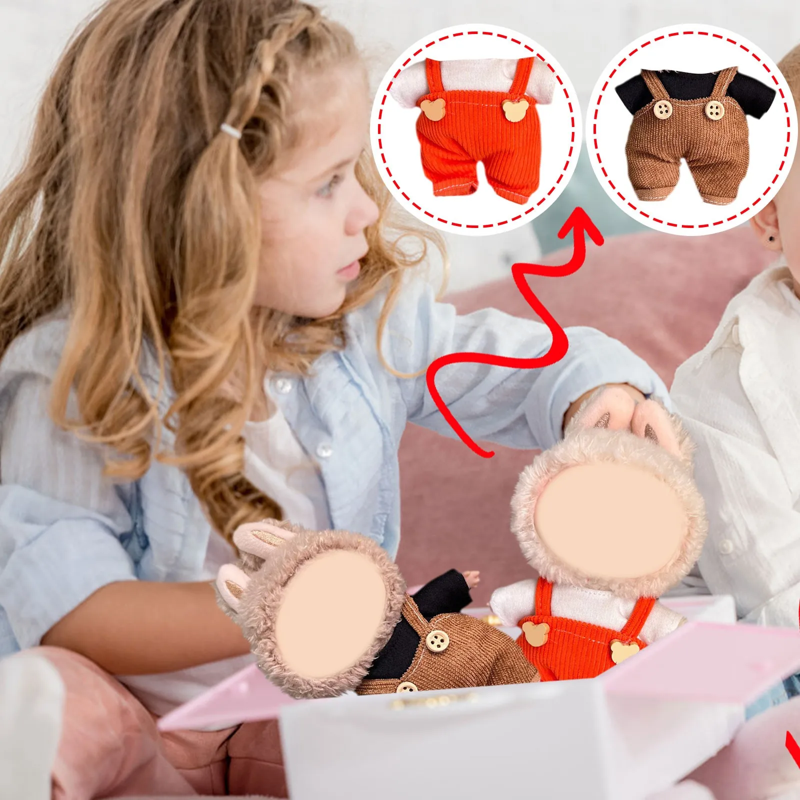 Set di pantaloni con cinturino Set di vestiti per bambole per Labububu 17 cm Accessori per bambole in pelucheGiocattoli per ragazze Regali di compleanno e Natale