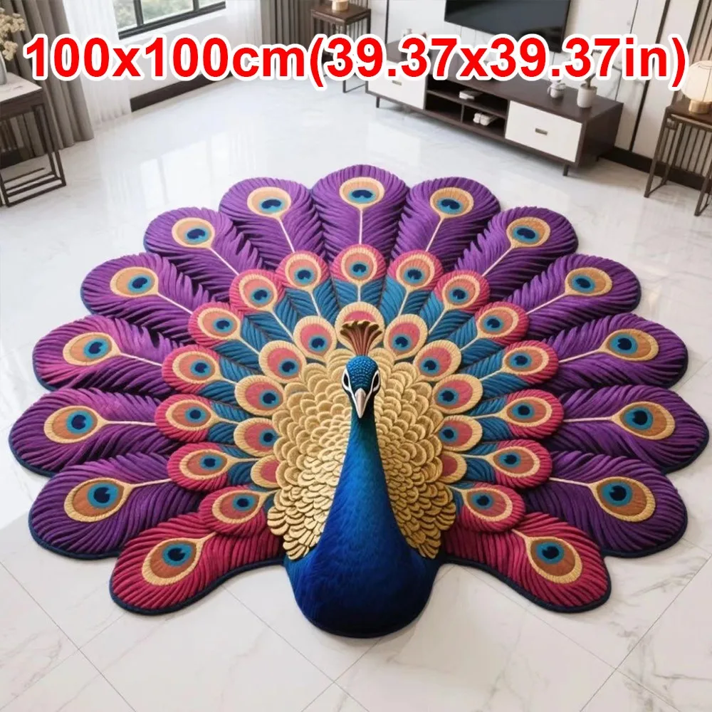 Special-shaped Peacock Carpet Non-slip Absorbent Peacock Mat 40x40cm/60x60cm/80x80cm/100x100cm Soft Door Gasket