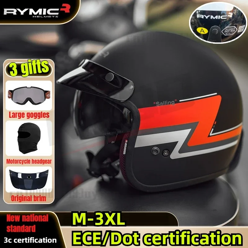 

RYMIC motorcycle helmet universal male and female retro motorcycle half helmet DOT ECE certification casco moto