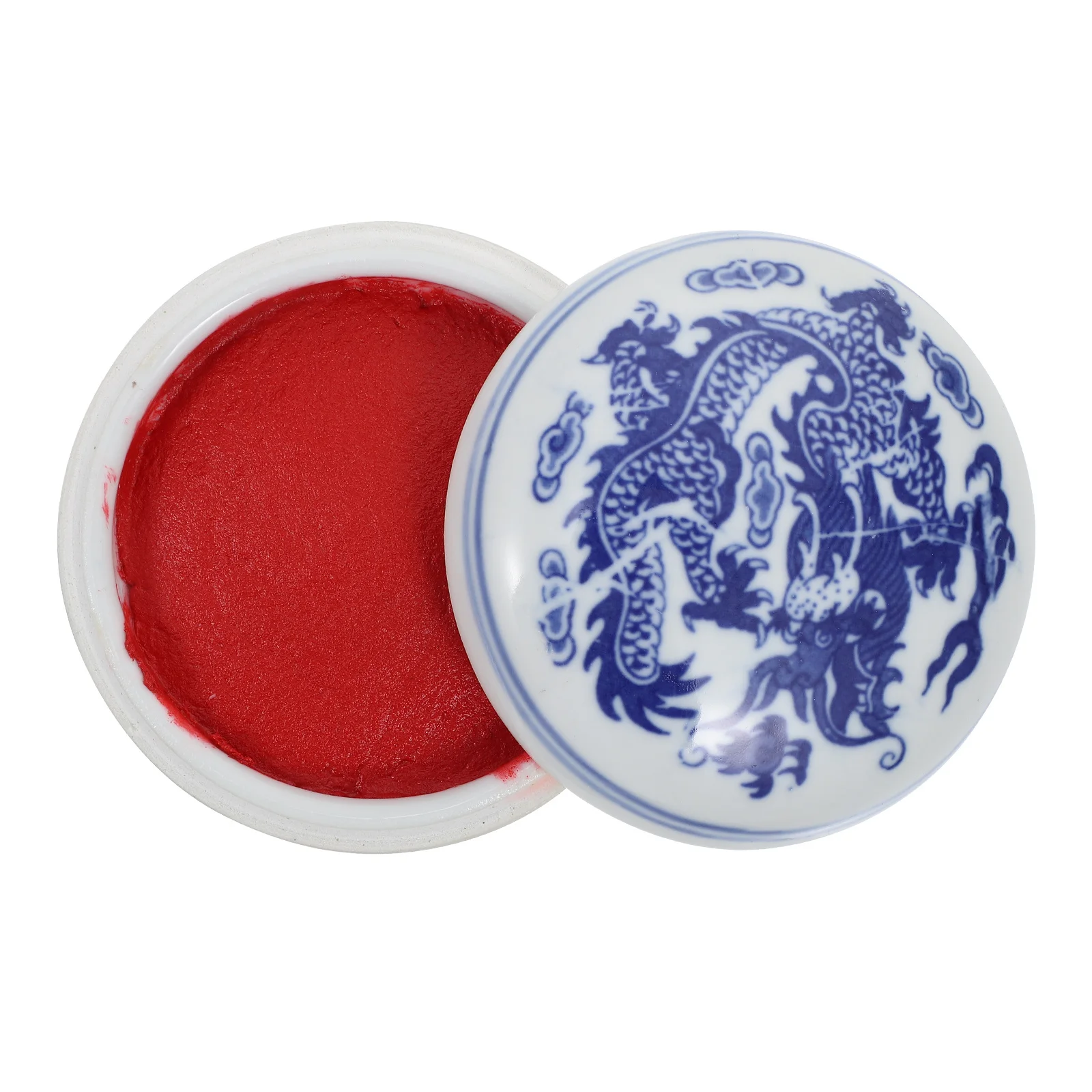 Calligraphy Inkpad Ceramic Box Bright Red Multipurpose Office Painting Seal Use DIY Ink Pad Premium Delicate Chinese Painting