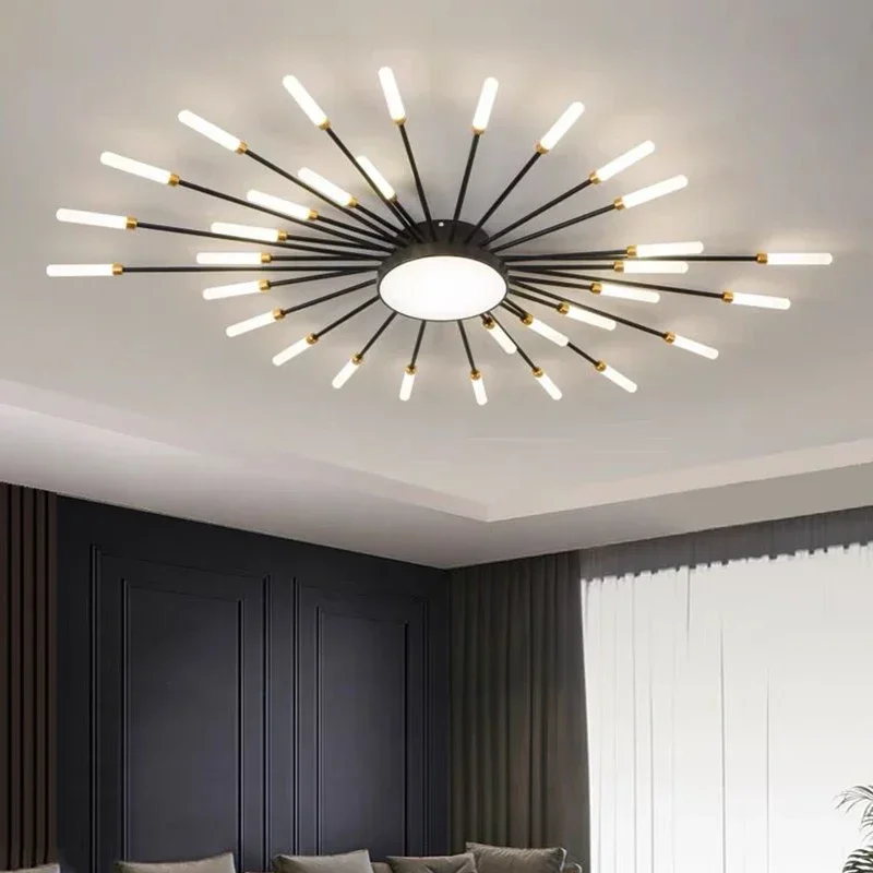 Modern Spiral Firework Led Chandelier Lighting Living Dining Room Ceiling Lights Luminaria Bedroom Loft Dimmable Lamp Home Decor