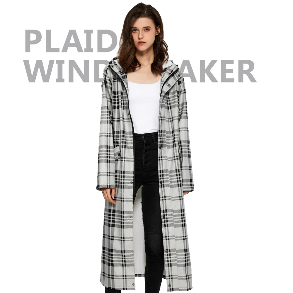 

Long Waterproof Raincoat Trench Coat for Women Men Fashion Outdoor Windproof Jacket Hooded Rain Windbreaker Anorak