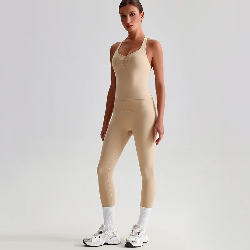 

Jenny&dave Shaved Back Yoga Suit Set, High Waist Tight Yoga Pants, Fitness Suit, Sports Suit For Women Two Piece Set Women's
