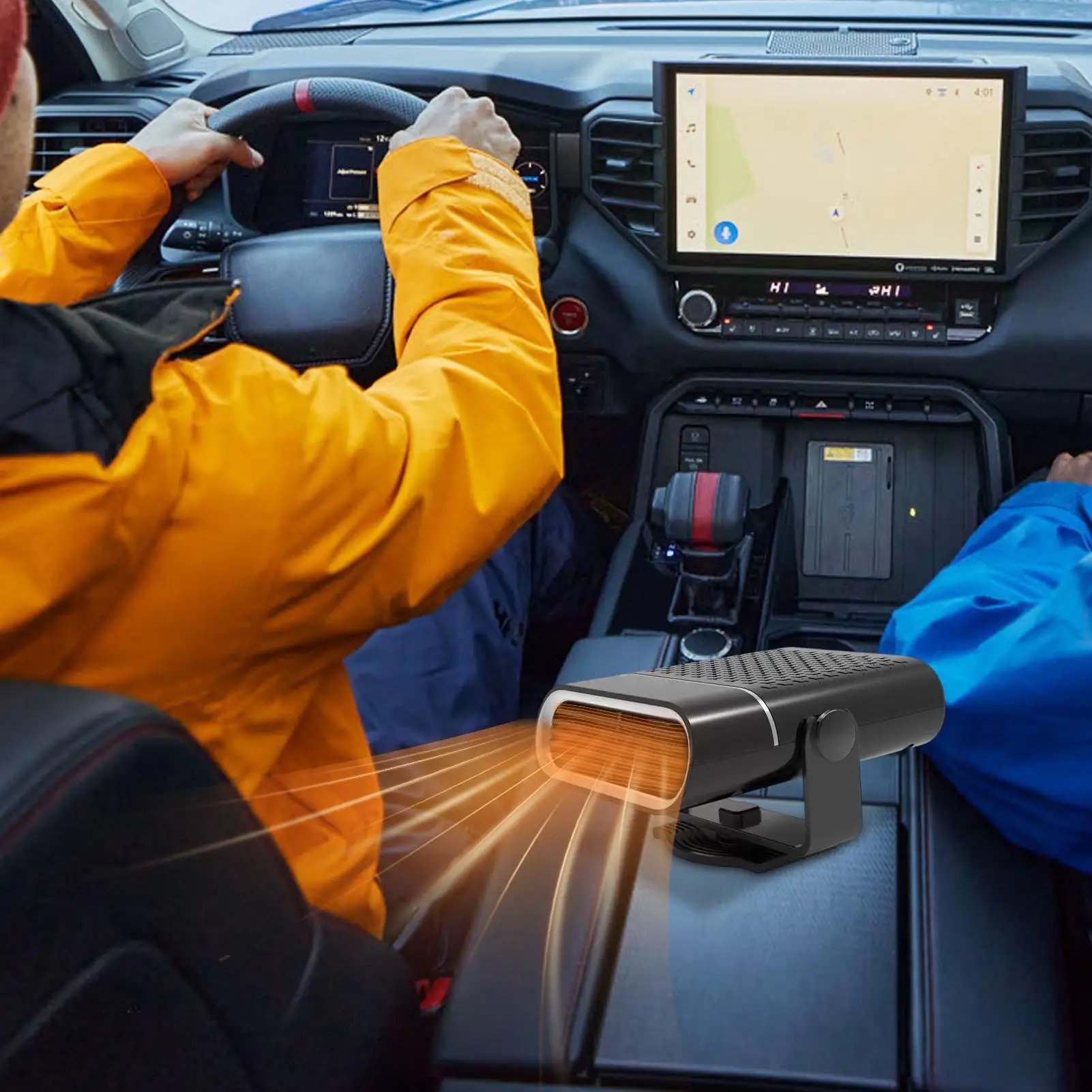 

Автомобильный обогреватель-вентилятор на клейкой основе 12В/24В, электрический обогреватель-дефростер для автомобиля, очиститель воздуха в салоне, поворотный, для лобового стекла