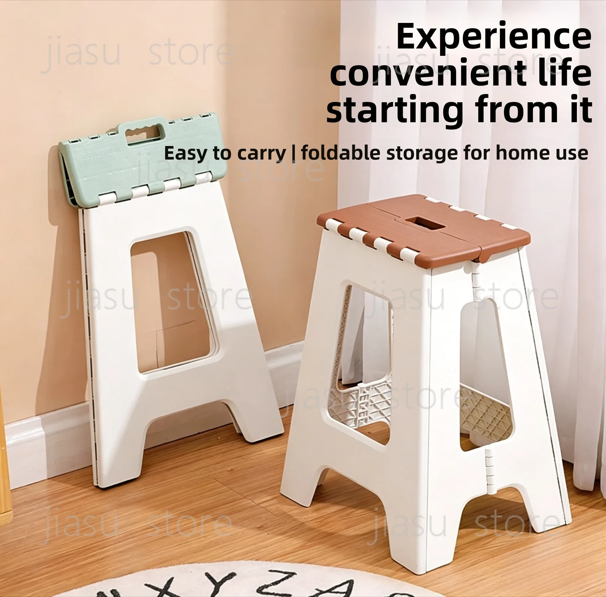 

Folding Stool | Portable Outdoor Portable Adult High Stool (Thickened Plastic, for Home Dining/Bathroom – Small Bench)