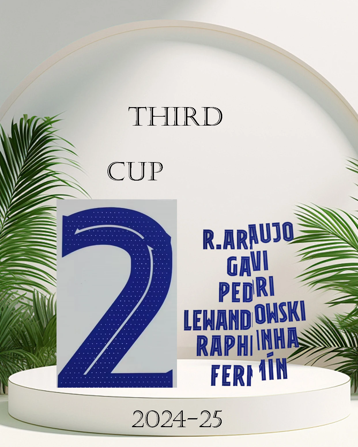 2024/25 BARCbA Third blue #19YAMAL Name sets OLMO LaL iGa and CUP Gavi&RAPHINHA name and number top AAAA quality iron on 2025