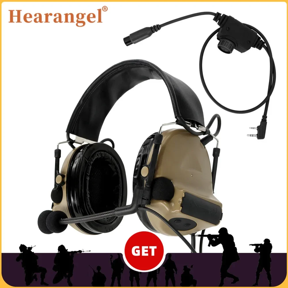 

Tactical Headset Comtac II U94ptt RAC Ptt Kenwood Plug for Baofeng UV5R UV82 for PELTO Airsoft Shooting earphone Gel Earmuffs