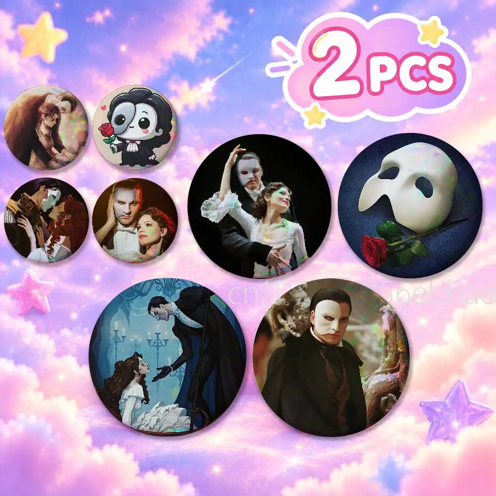 FOR The Phantom of the Opera Round Badge 2Pcs Button Pin Brooch Cosplay Prop Collection Souvenir Bag Ornament