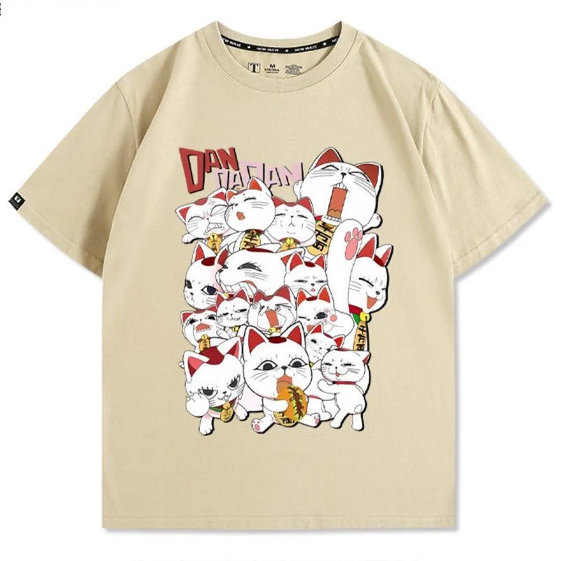 Dingdang Cat Tops&Tees Y2K Wealth Attraction Anime High Speed Casual Cotton Short Sleeved T-shirt Men Women Loose Top Tee New