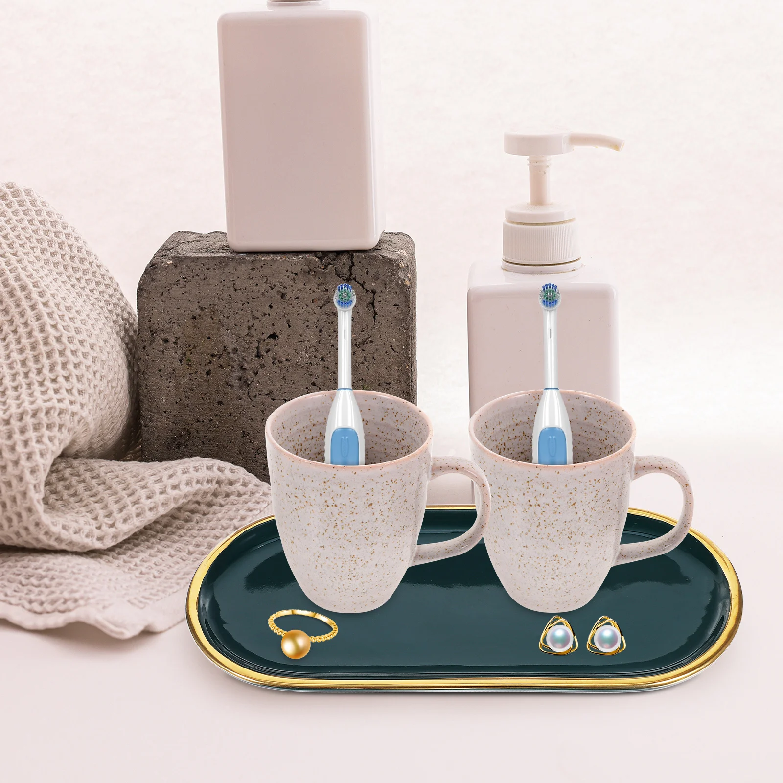 

1Pcs Ceramic Storage Tray with Golden Edge Multi-Use Jewelry Holder for Wedding Party Home Decor Bathroom Counter Display