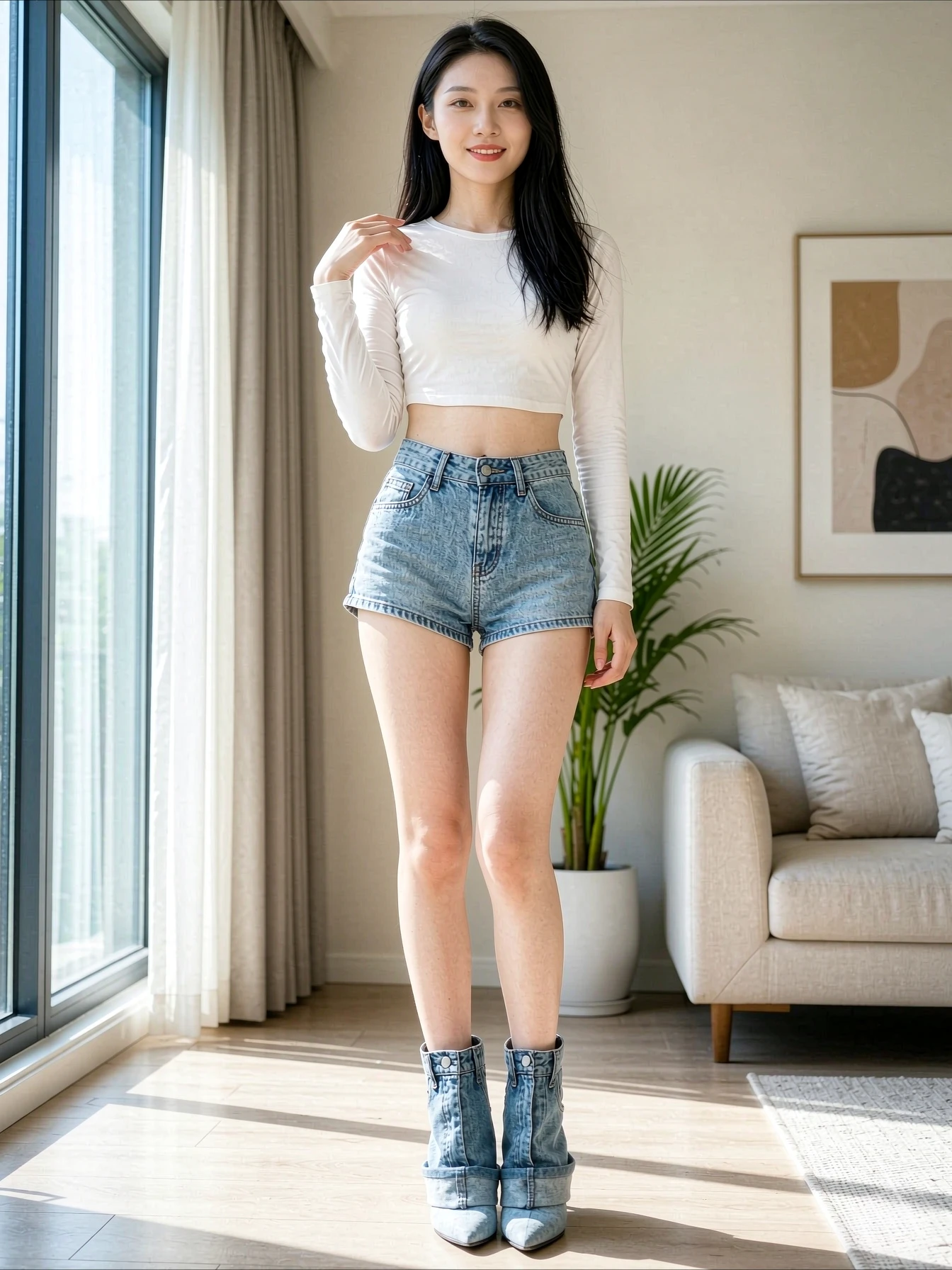 2026 New Pointed Head Vintage Denim Boots Pocket Fabric Knee Length Boots Slim High Heels 35-43 European American Women's Boots