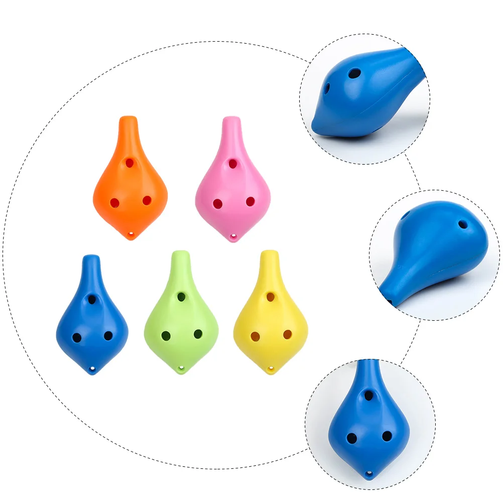 5 uds Ocarina flauta práctica juguete hermoso instrumento flautas calidad alimentaria materia prima de plástico Abs estudiante delicado