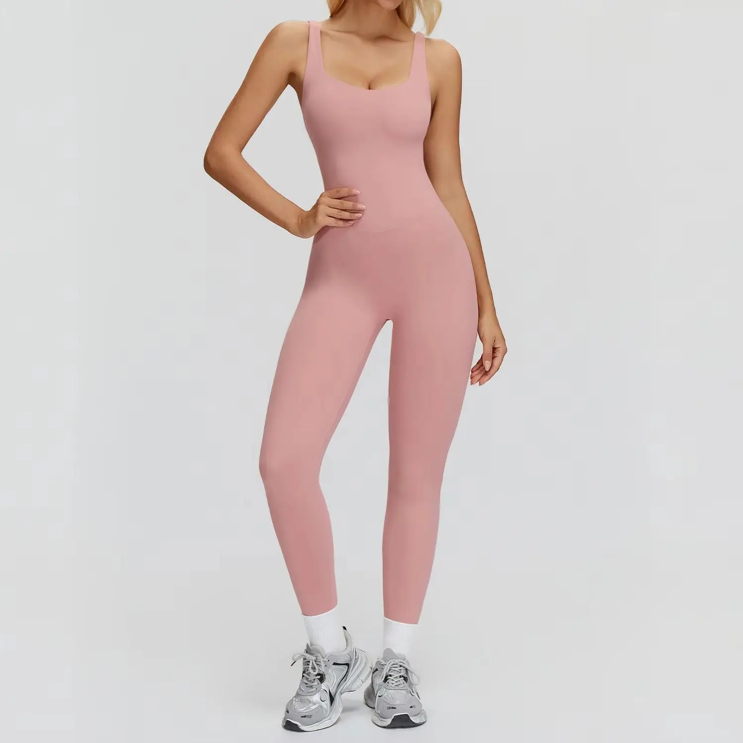 

Women Sexy Backless Overalls Female Quick-Dry Yoga Clothing Sleeveless One-piece Suit Women Scrunch Workout Jumpsuit Women