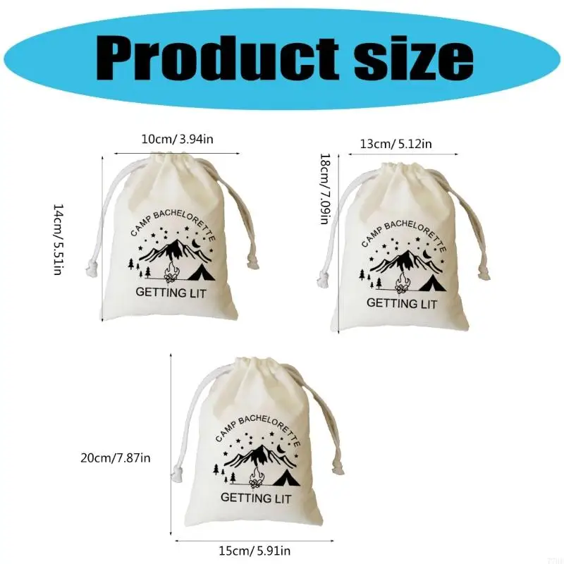 77HE Sustainable Camping Themed Party Bags With Adjustable Closure hard wearing Linen Celebration Accessories
