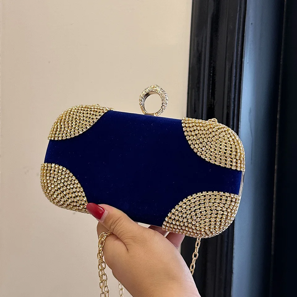 

Diamond studded dinner bag, women's bag, 2025 new fashionable texture single shoulder hand-held crossbody box bag