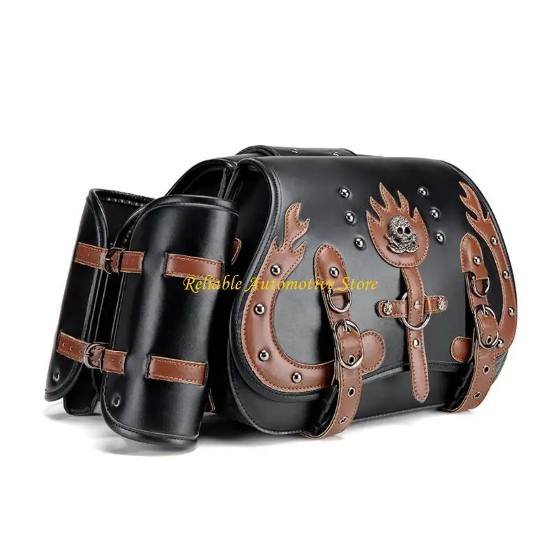 

M68B Eye Catching Spacious Motorcycle Saddlebag in Unique Punk Suitable for Everyday Essential Commuters Travelers 2pcs