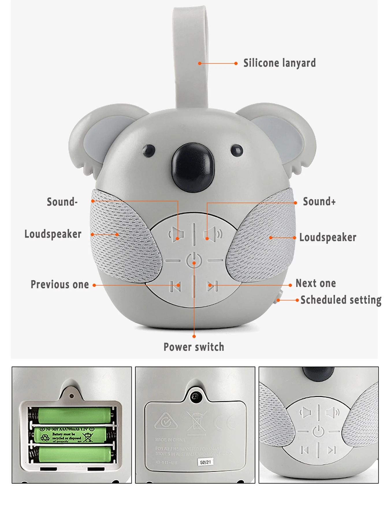 Reproductor de música Koala para bebés y niños pequeños para ayudará a dormir, instrumento para dormir para calmar los bebés para dormir