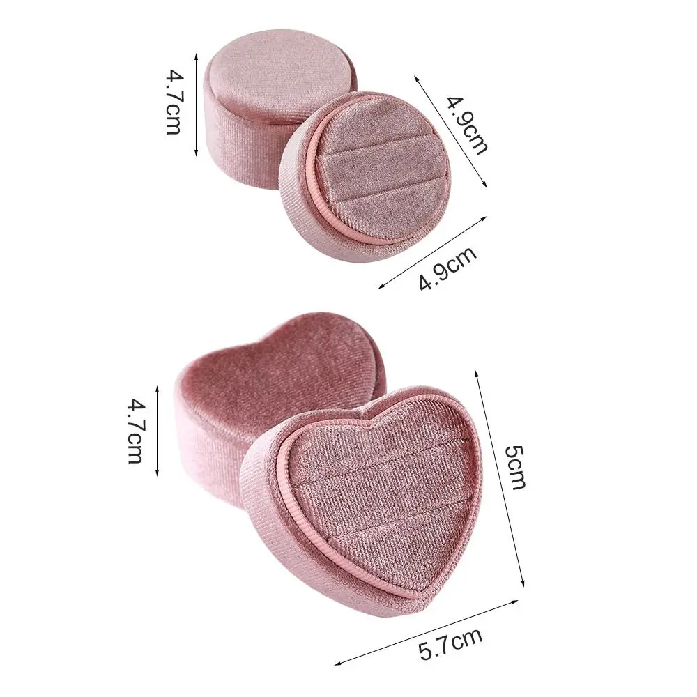 Caja de exhibición de anillos en forma de corazón de boda duradera, caja de almacenamiento de anillos dobles con tapa desmontable, caja de joyería de terciopelo