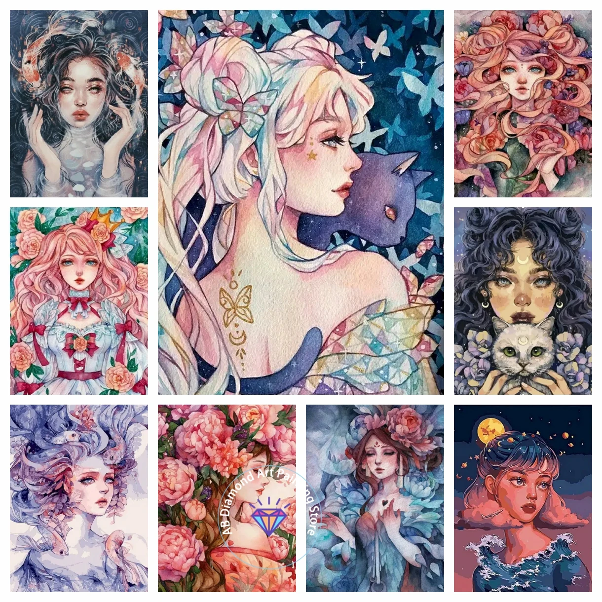 

Colorful Girl Abstract AB Diamond Painting Kit 5D DIY Diamond Embroidery Handmade Art Exquisite Children's Gift Home Decoration