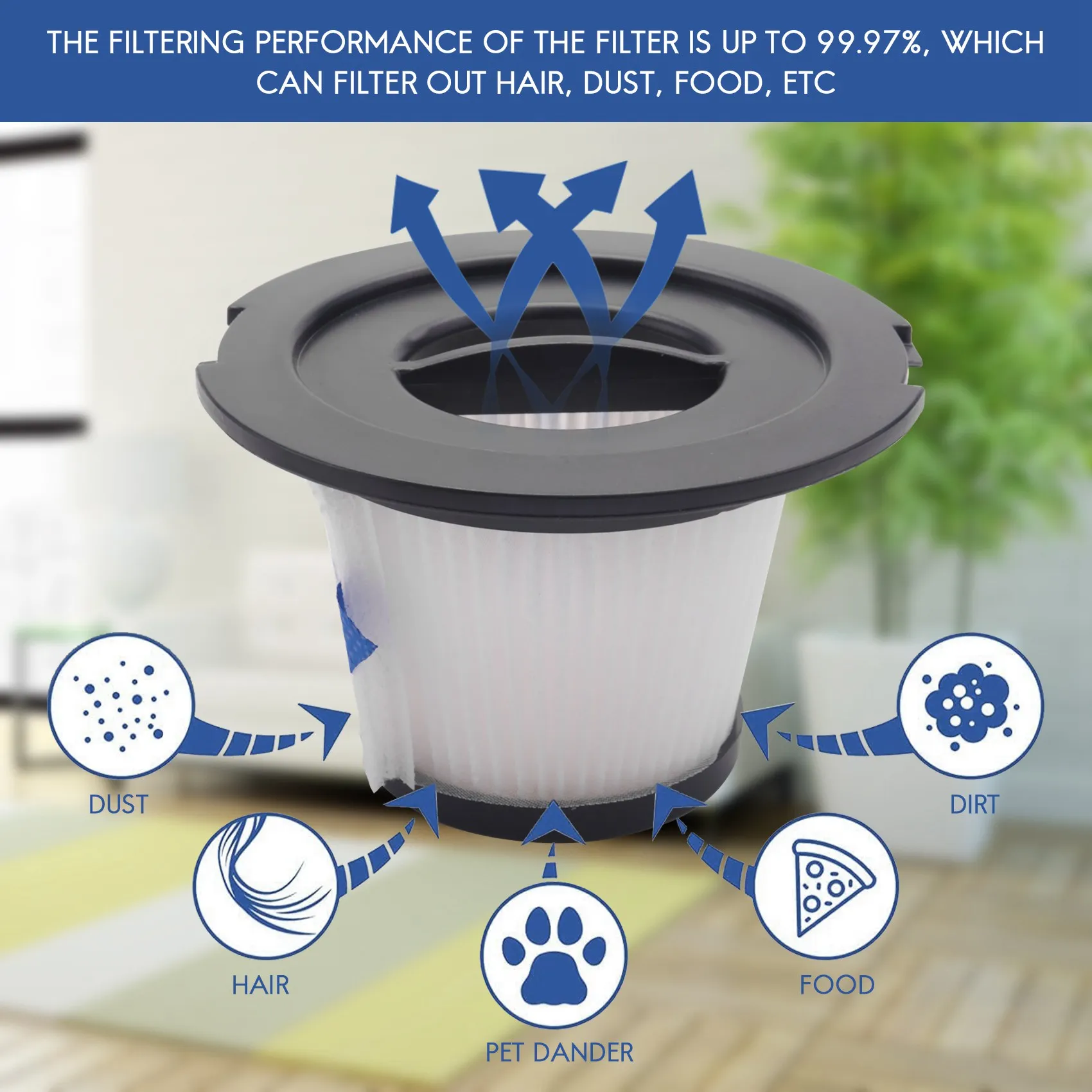 4 Pak filter HEPA yang dapat diganti, cocok untuk MOOSOO K17 pembersih vakum tanpa kabel (4 filter HEPA dan 4 filter)