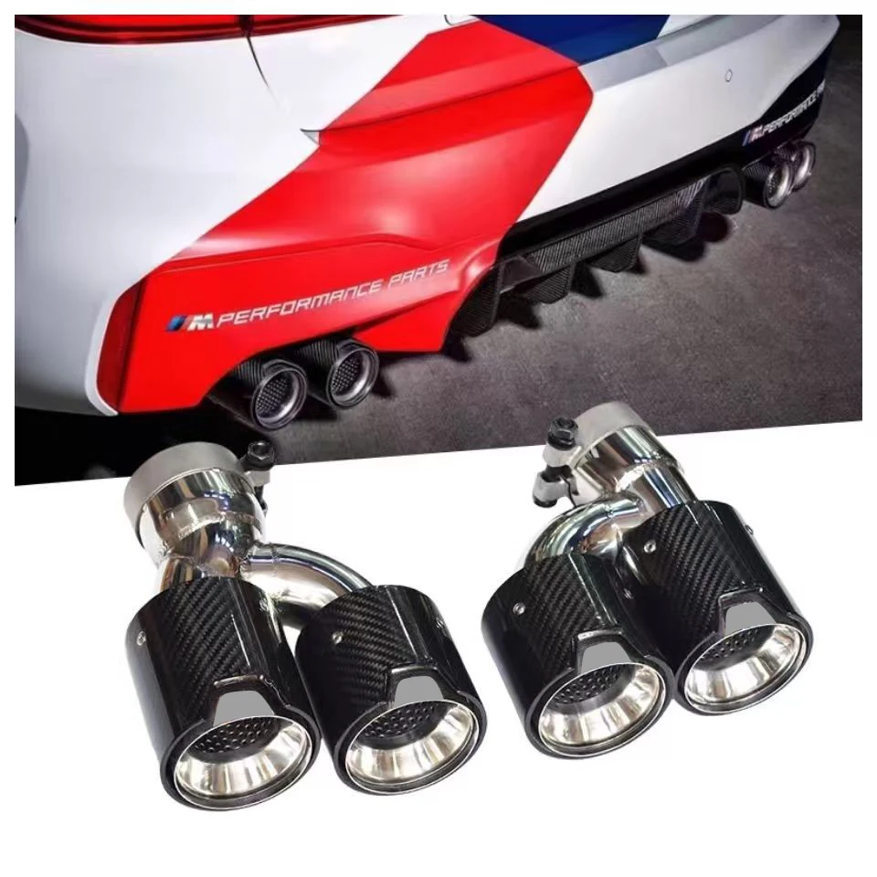 DEX Car Exhaust Tip For BMW 5 Series G30 G31 G38 M Power 4 Outlet High Quality Carbon Fiber SS304 Muffler Exhaust Pipe Tail Pipe