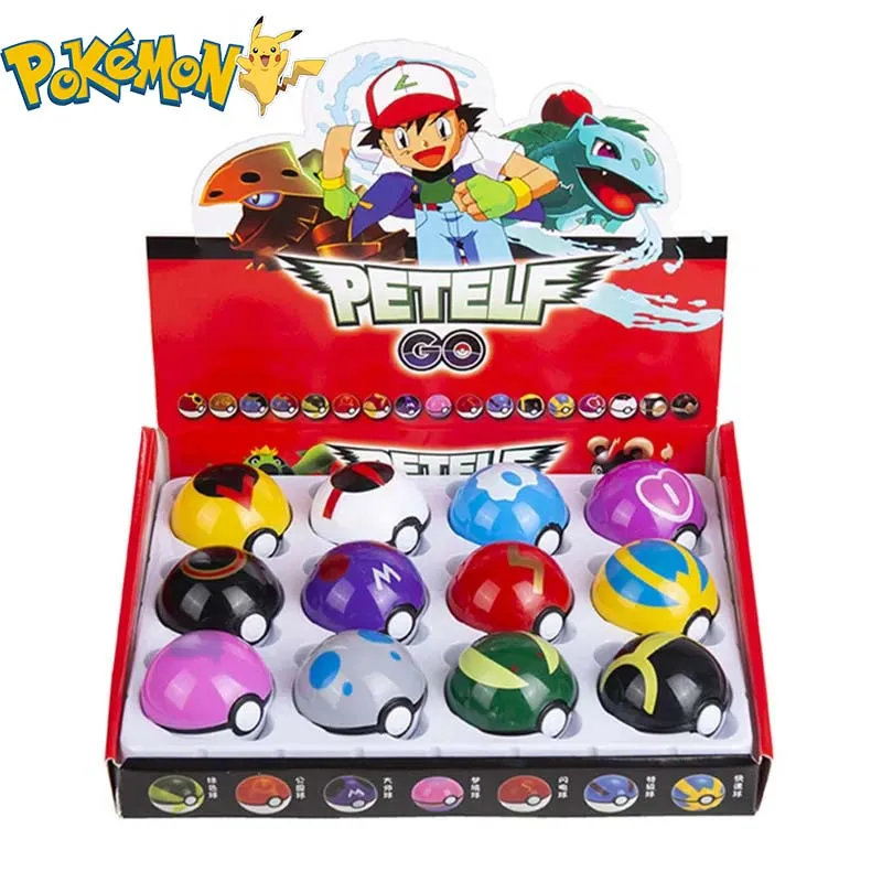Pokemon rysunek 12 sztuk/zestaw Pikachu Pokeball figurka Cartoon Anime Kawaii Doll Poke Ball kolekcja prezenty urodzinowe dla dzieci