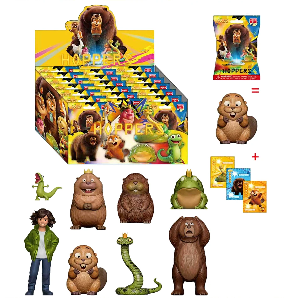 Gift Pixar Hoppers Beaver Transformation Project 24pcs Display Box Figurines Random Character Model Toys for Children Gift