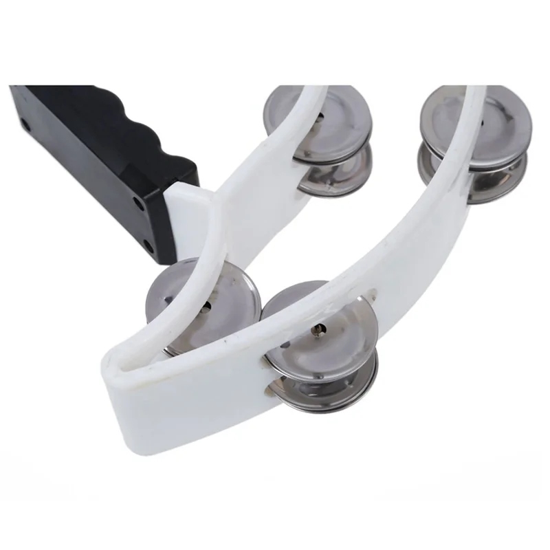 

ABJM-4X Double Row Jingles Half Moon Musical Tambourine Percussion Drum White Party KTV